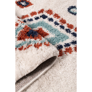 Tipi - tapis shaggy en laine artificielle à motif berbère multicolore