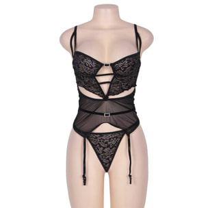 Babydoll negro elegante de grande con ligas