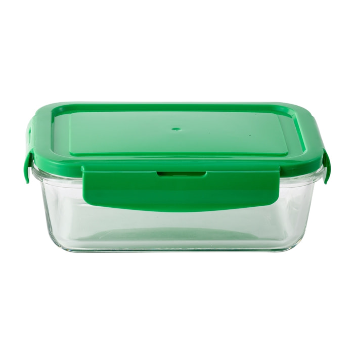 Hermético rectangular 840ml borosilicato tapa verde rainbow benetton