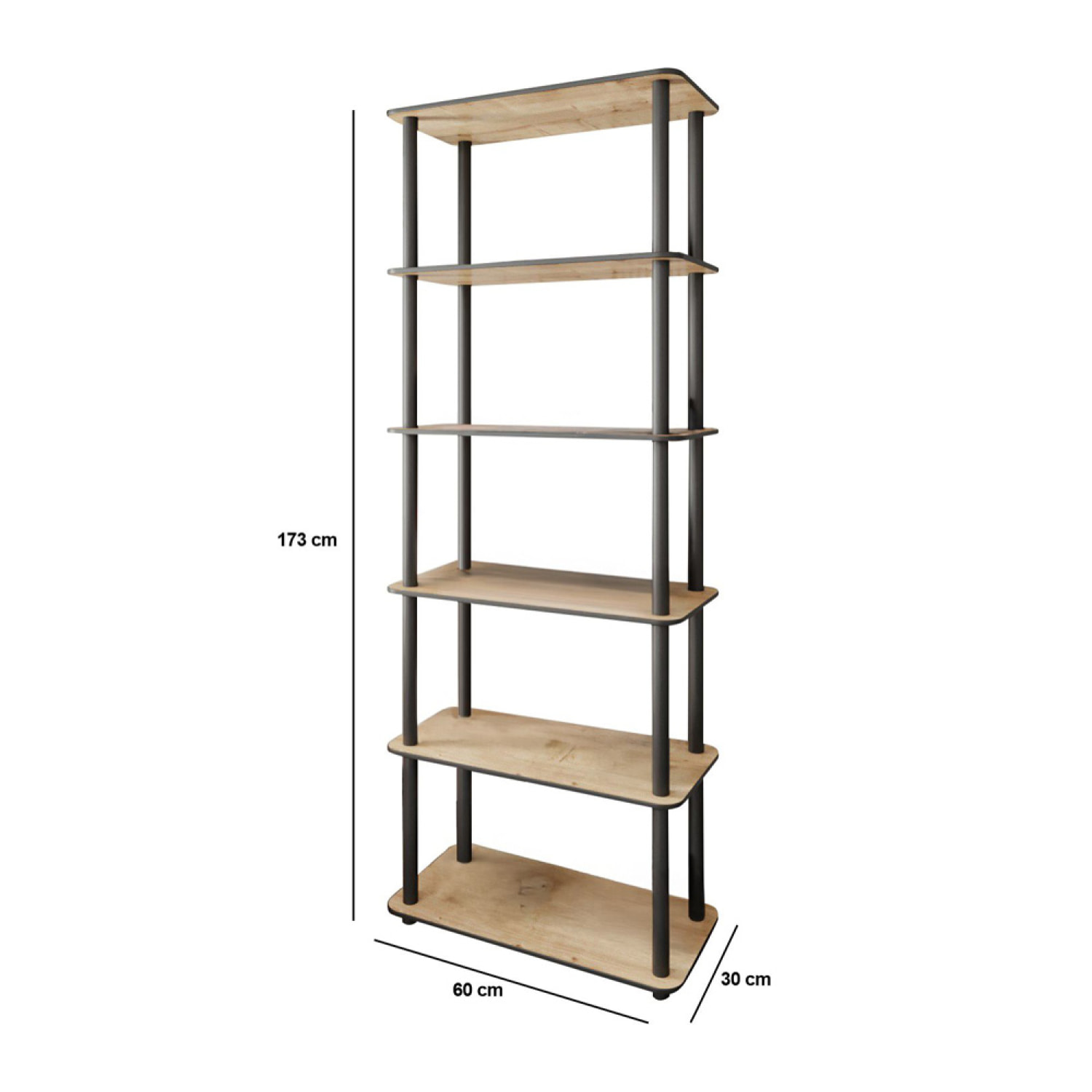 MAEVA Étagère contemporaine effet chêne - 6 niveaux