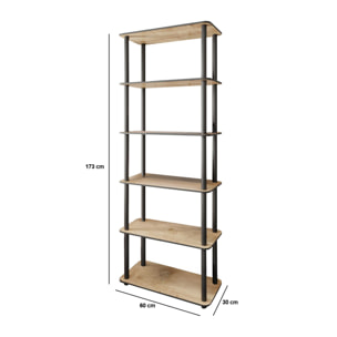 MAEVA Étagère contemporaine effet chêne - 6 niveaux