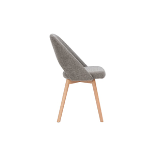 Chaises scandinaves en tissu effet velours texturé gris et bois clair (lot de 2) COSETTE