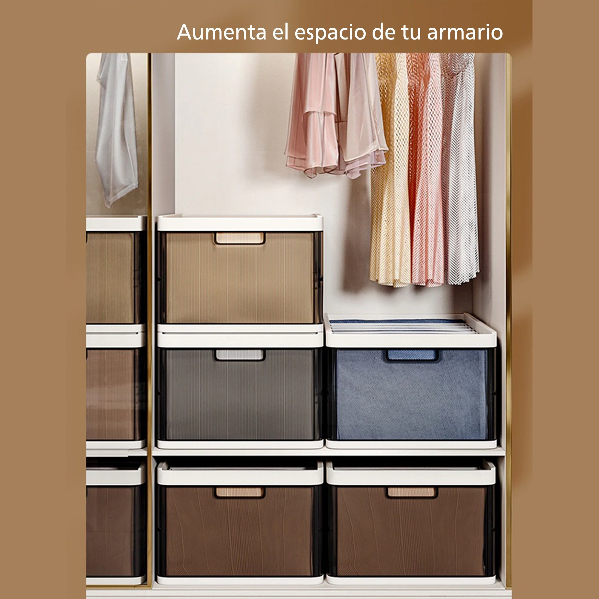 Organizador de ropa con compartimentos en capas.