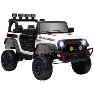 Coche Eléctrico para Niños de +3 Años Carro Eléctrico Infantil Todoterreno de Batería 12V con Mando a Distancia Ruedas Amortiguadas Faros LED Bocina Música Blanco