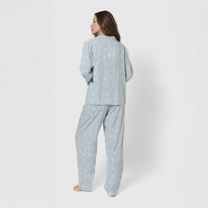 Pijama largo camisero viscosa calima verde agua