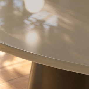 Table ronde 120cm en verre effet teck cappucino IRIS