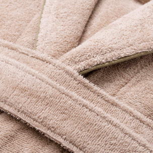 Albornoz l-xl 100%algodón 360gsm beige con ribetes grises scalpers home