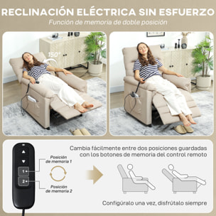 Sillón Relax Reclinable Eléctrico, con Calor Lumbar y Masaje Vibración, Sillón Masaje Relax, Motor Silencioso, Función de Memoria, Bolsillos, Control Remoto con USB, Tejido Pet-friendly, Beige