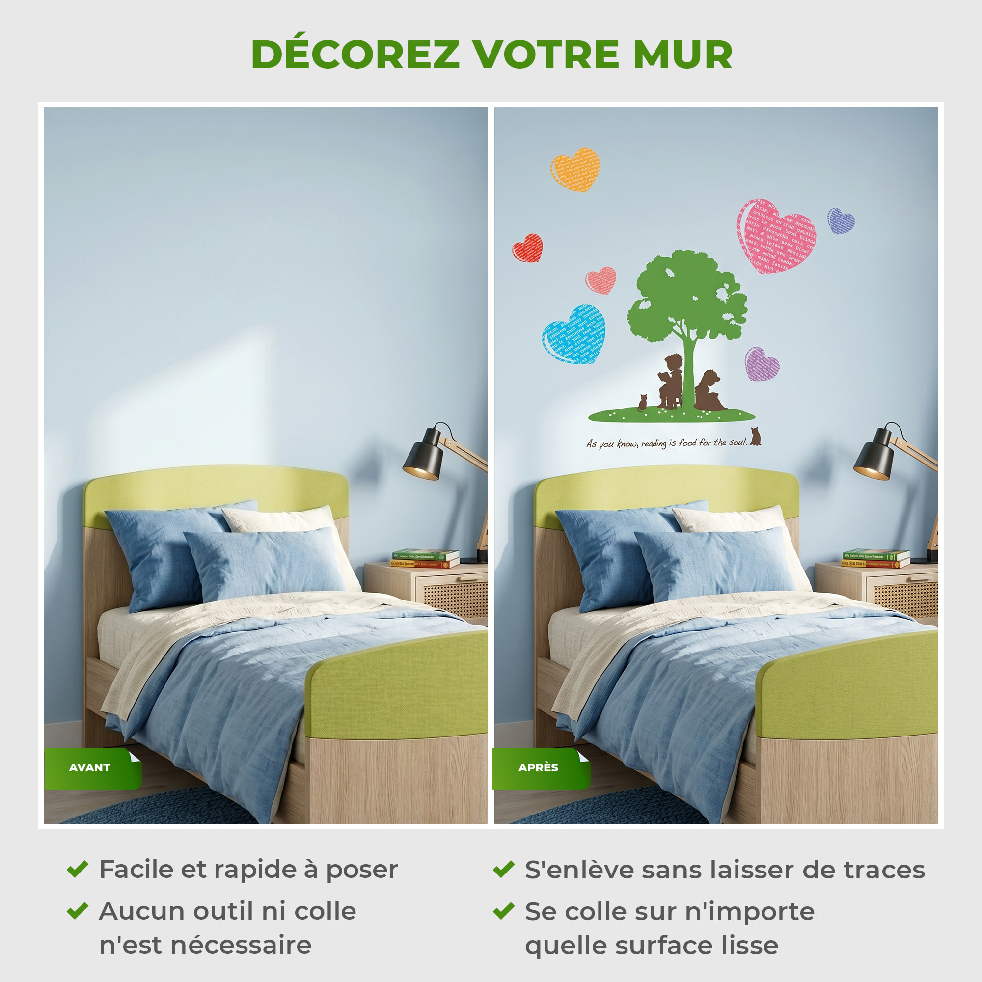 Stickers Muraux décoration adhésifs Arbre et coeur