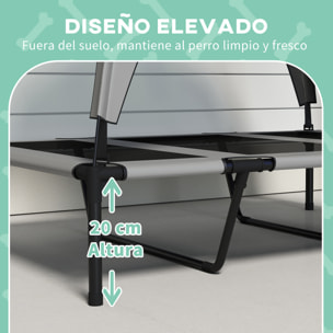 Cama para Perros Elevada con Toldo, Cama para Perros Grandes, Refrescante y Transpirable, 106x76x94 cm, con Marco de Acero y Bolsa de Transporte, para Interior y Exterior, Gris Claro