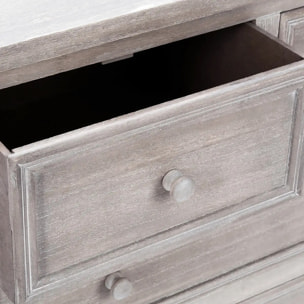 Chiffonnier "Charme" bois blanchi 5 tiroirs