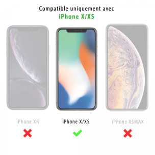 Coque iPhone X/XS effet cuir grainé noir Liberté rose et vert Design La Coque Francaise