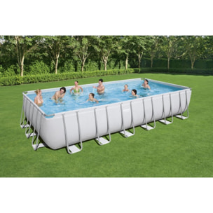 Bestway Piscine hors sol tubulaire rectangulaire Bestway Power Steel 732 x 366 x 132 cm gris clair