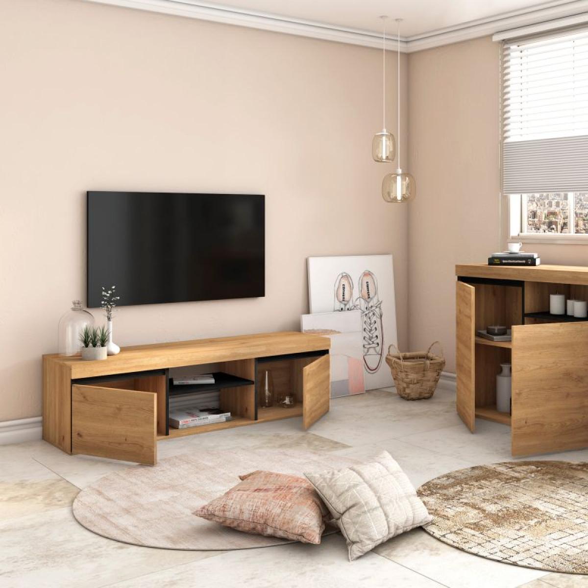 Mueble TV Ebos 140 Roble Nude - Ceniza