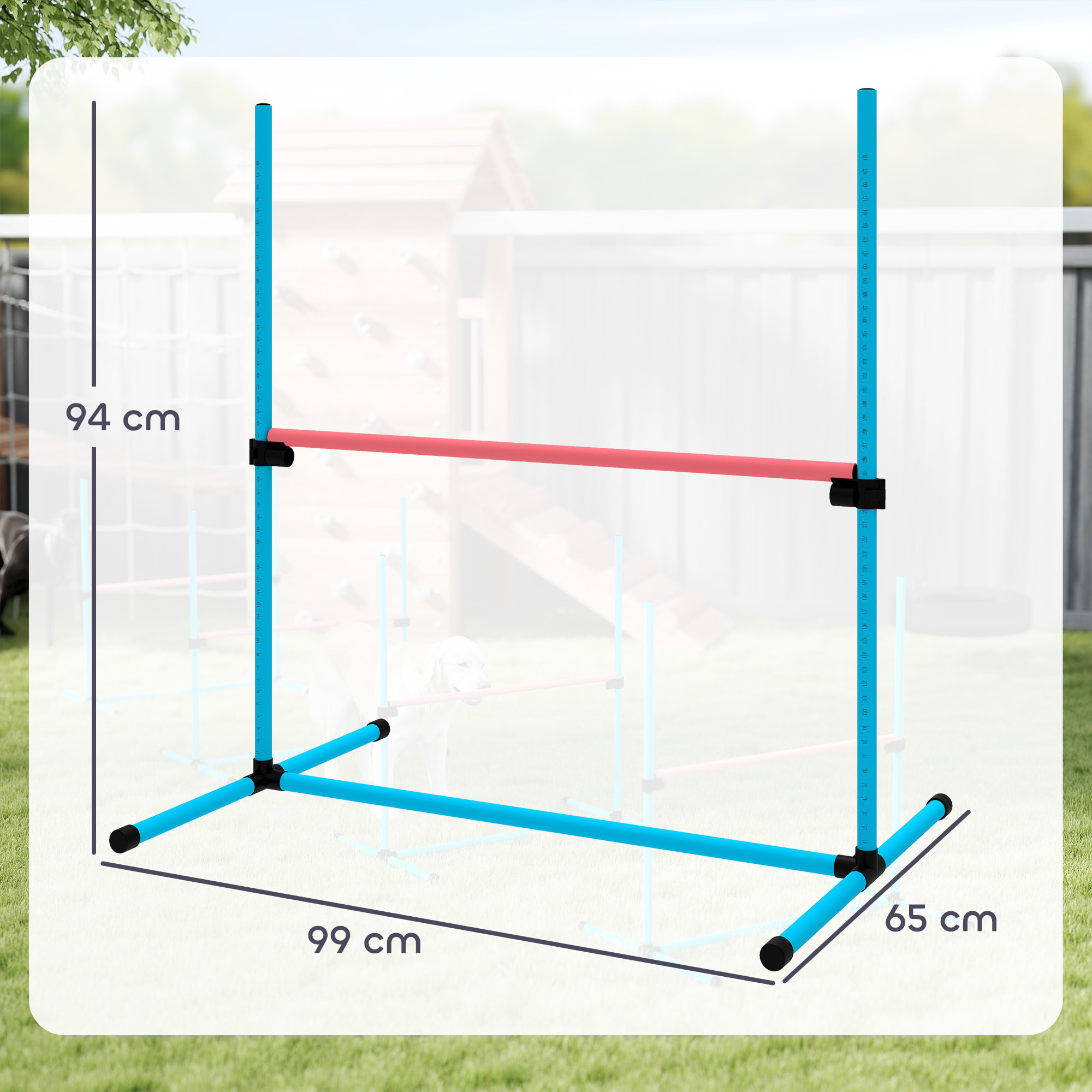 Agility sport pour chiens set de 4 obstacles professionnels avec système de maintien au sol sac transport fourni bleu rouge