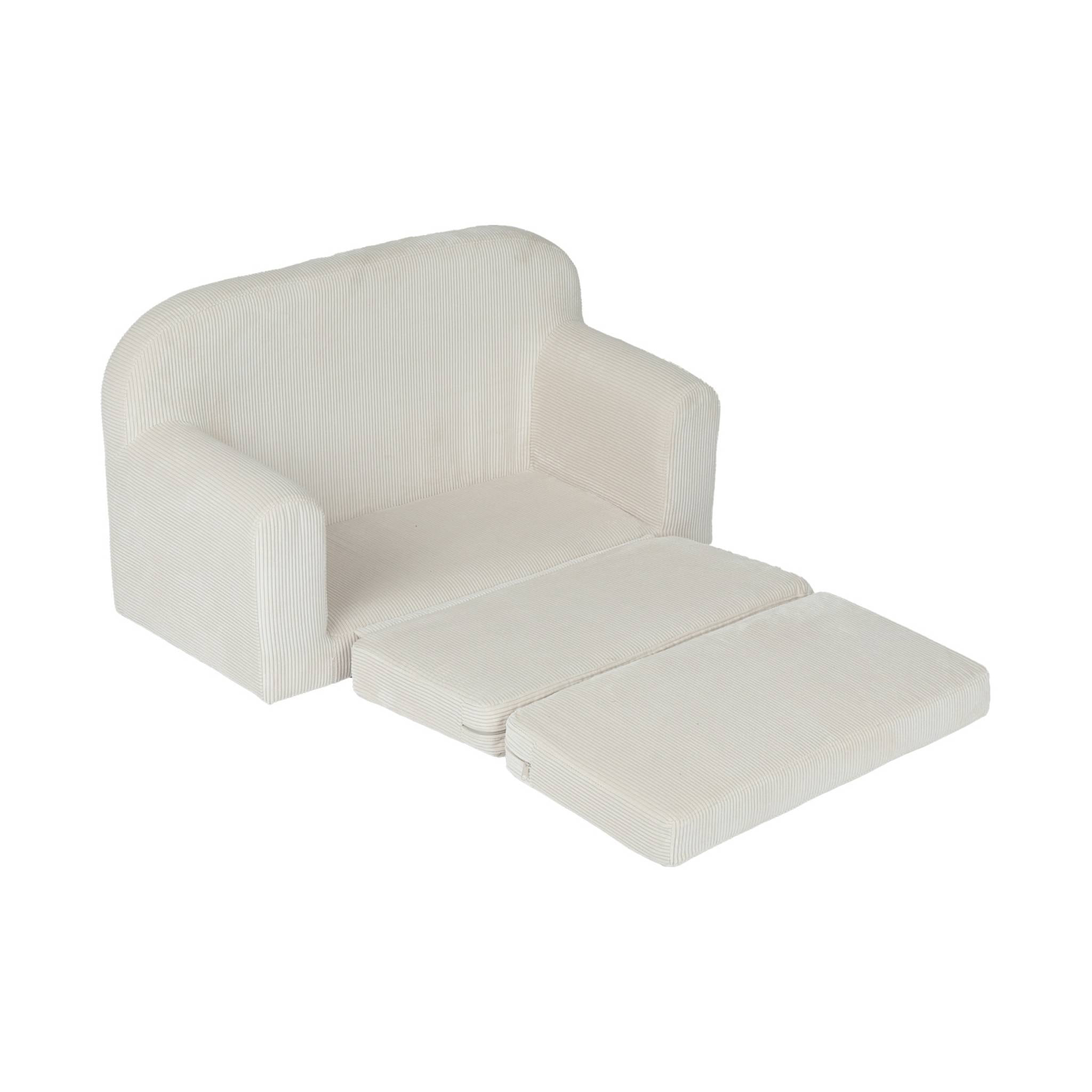 Canapé lit enfant en velours côtelé dépliable. couleur crème. L 90 x P 43 x H 51.5 cm