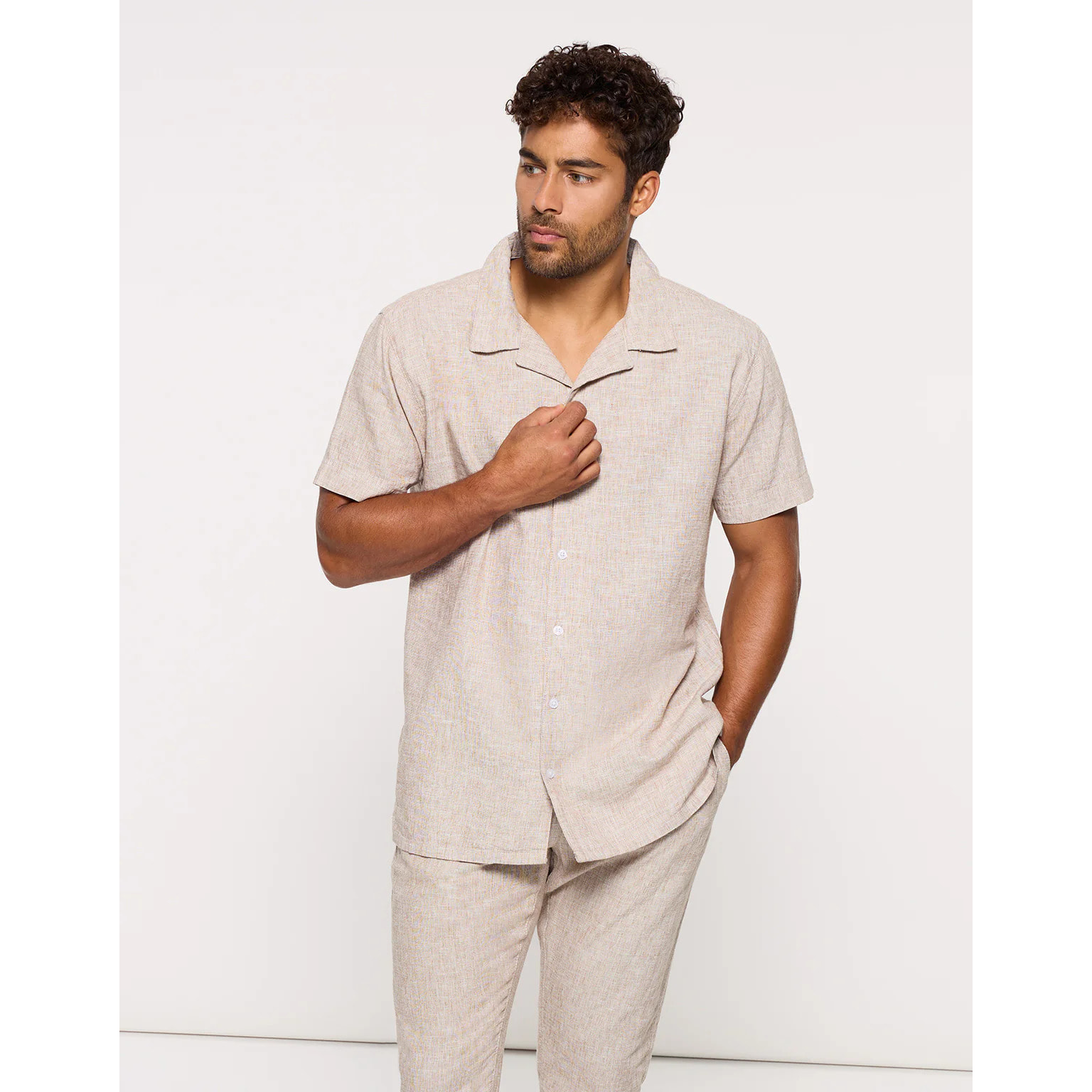 Camisa Lino Beige - Deon