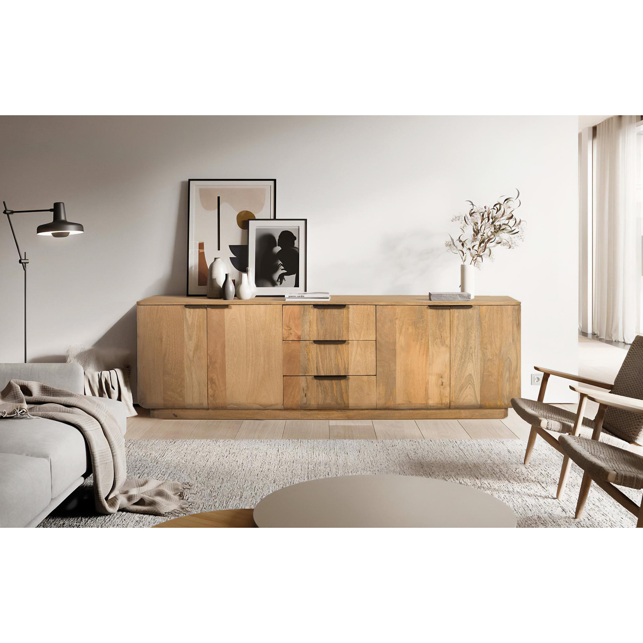 Mueble TV de Madera de Mango 180 Cm Estilo Rústico Moderno