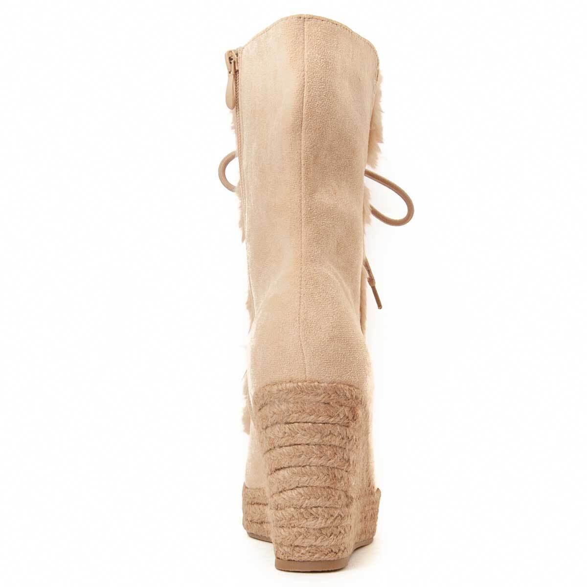 Bota de cuña - Beige - Altura: 10 cm