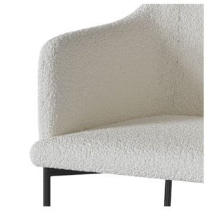 Fauteuil blanc en tissu effet laine bouclette - Glam