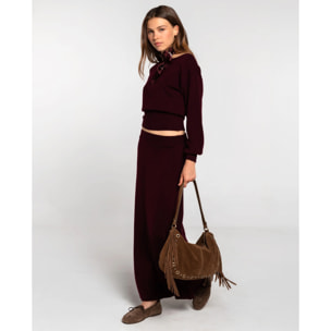 Falda larga de punto recta de mujer