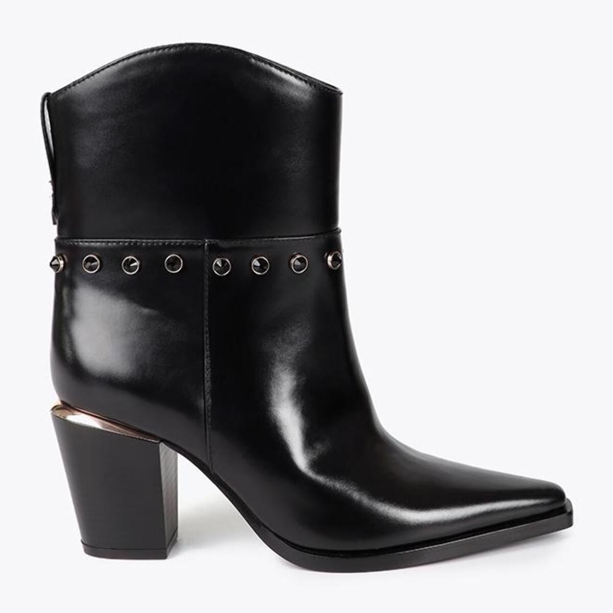 Stivaletto Cowboy con Tacco e Dettagli Metallici