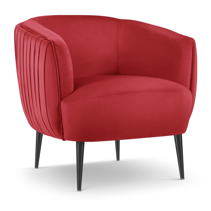 Fauteuil "Cyrille" en velours rouge