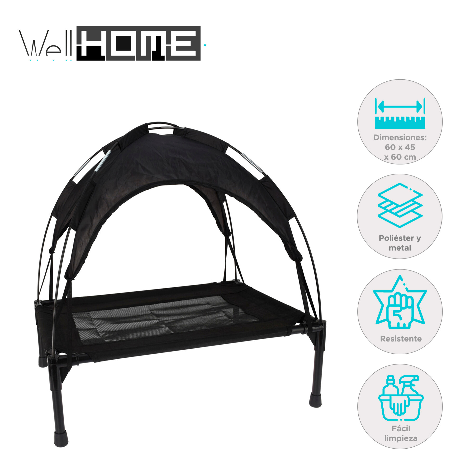 Tienda de campaña con cama para Mascotas de Tamaño Mediano a Grande: Cama Resistente y Duradera de Metal y Poliéster