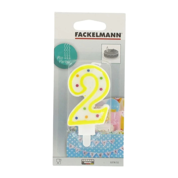 Bougie anniversaire chiffre 2 Fackelmann Rio Party