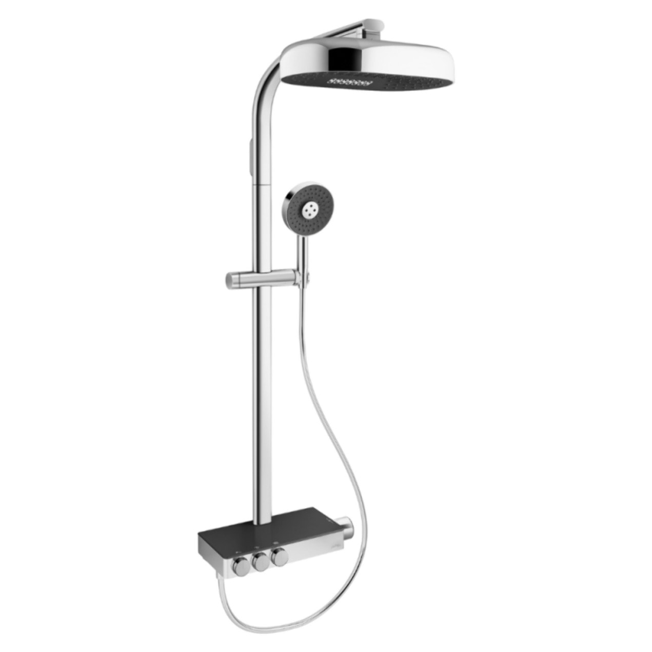 Colonne de douche thermostatique Grands Boulevards avec tablette en verre chromé