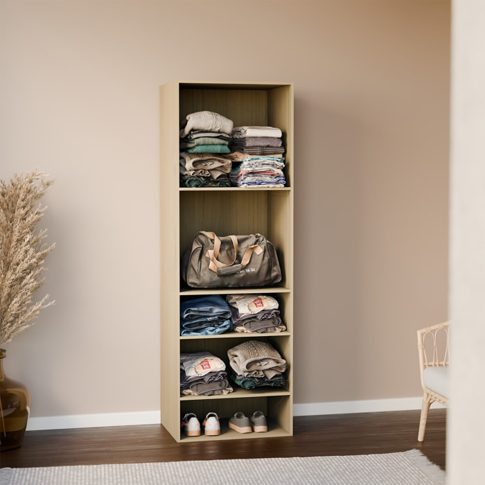Module dressing avec 5 étagères. couleur naturel. panneaux stratifiés