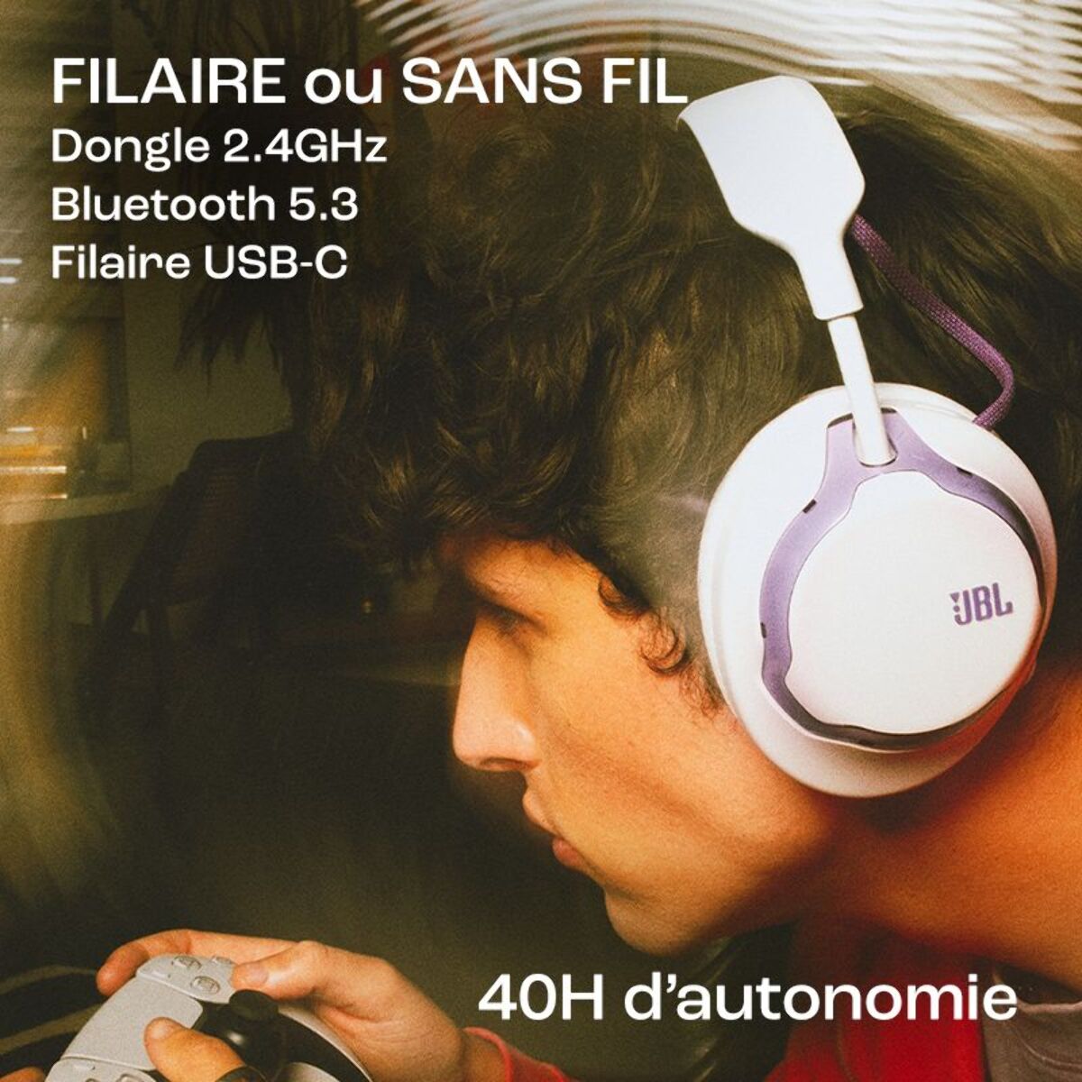 Casque gamer JBL Quantum 650 Blanc
