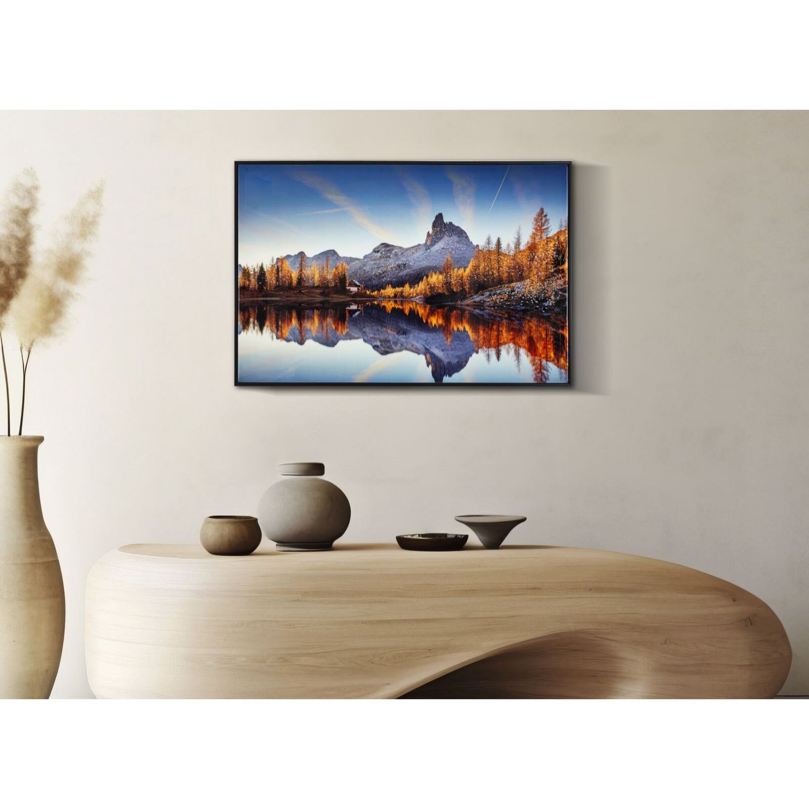 STAMPA SU TELA LACCATA C/CORNICE LAKE CM 90X4X60