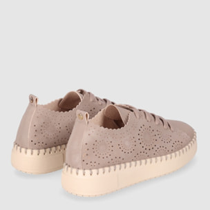 Zapatos de Tejido - Taupe - Tacón: Bajo