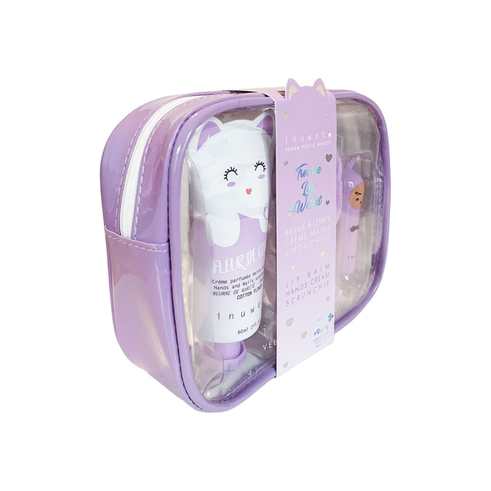 Lily Wallet - Trousse Baume à Lèvres parfum Guimauve + Crème Mains 60 + 1 Chouchou