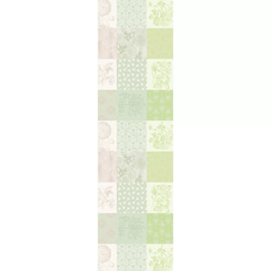 Chemin de table pur coton motif jacquard beige vert Mille parfums verde