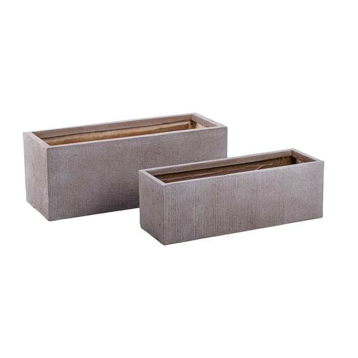 Serie Da 2 Fioriere Rett.80X30 Cm - Pezzi 1 - 80X30X30cm - Colore: Grigio - Bianchi Dino - Vasi In Resina E Cemento