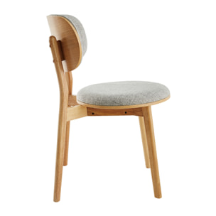 Chaises scandinaves en tissu gris clair et bois clair massif (lot de 2) FAUVETTE