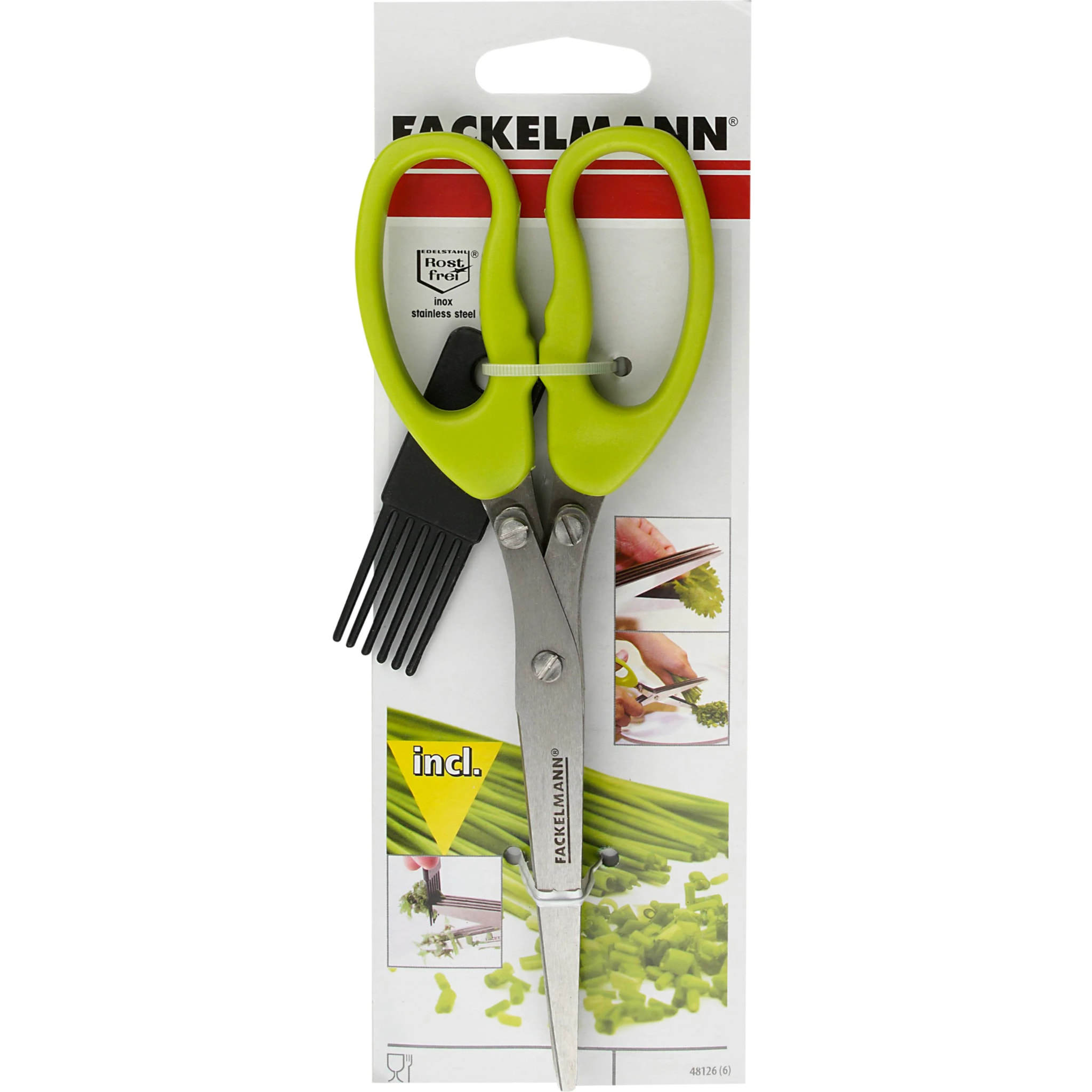 Ciseaux pour herbes aromatiques avec brosse de nettoyage Fackelmann Basic