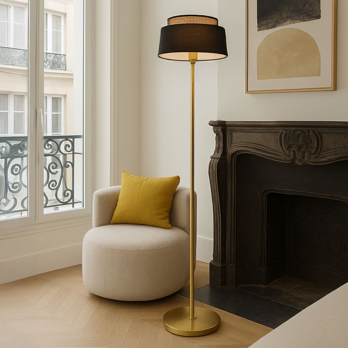 Lampadaire en métal noir et doré h150cm AVERO