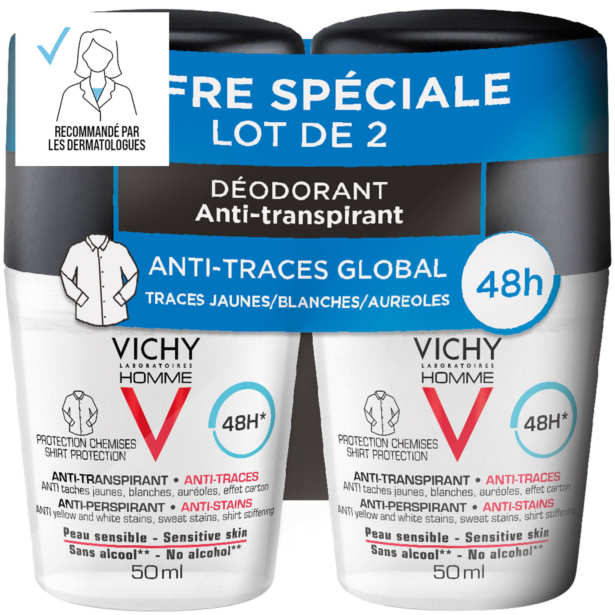 Vichy Homme Anti-Transp Anti-Traces 48H 50ml