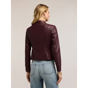 Motivi - Chaqueta corta con cremallera y cuello mao - Burgundy
