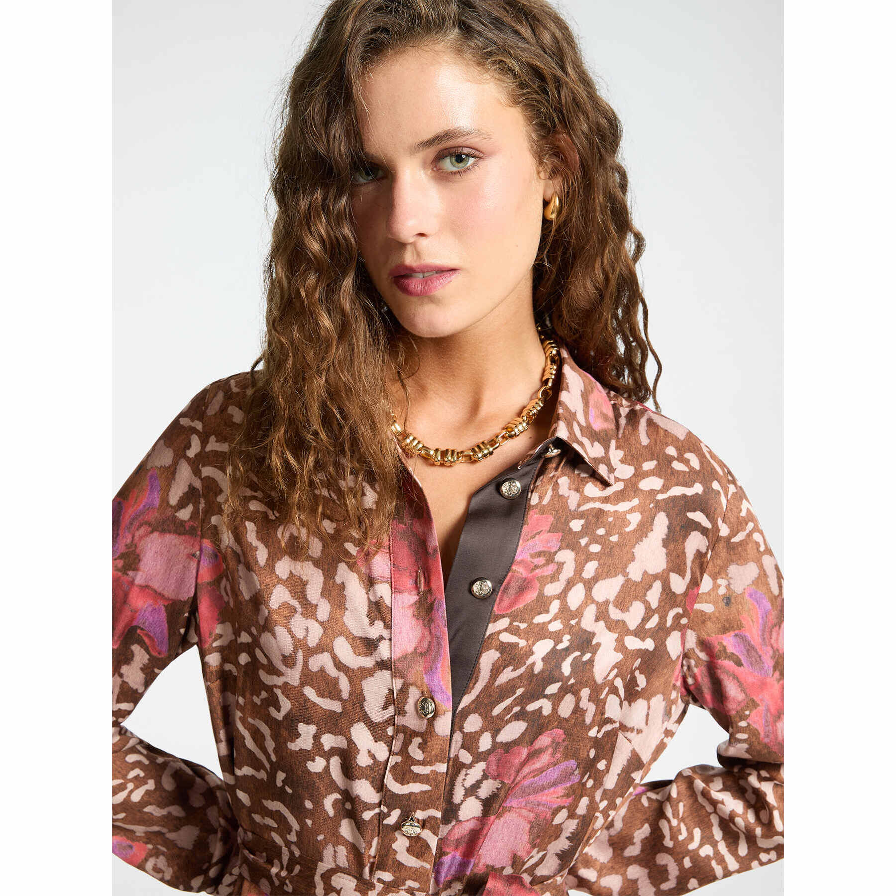 Elena Mirò - Vestido estampado - Marrón