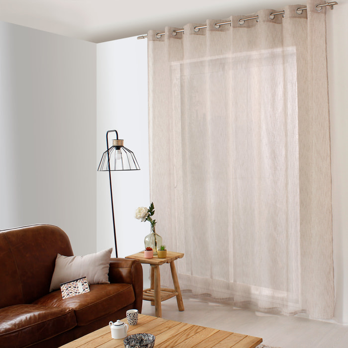 Voilage aspect lin grande largeur Oeko-tex. - Naturel