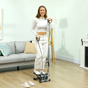 Mini Stepper para Hacer Ejercicio en Casa Máquina de Escalada Compacta con Bandas de Resistencia Monitor LCD Pedales Antideslizantes Ajustables en Altura para Entrenamiento de Cuerpo Gris