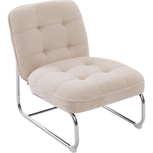 Fauteuil en velours côtelé et piètement chromé - MARVIN