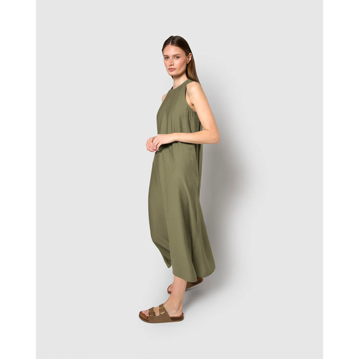 Vestido largo sin mangas fluido verde
