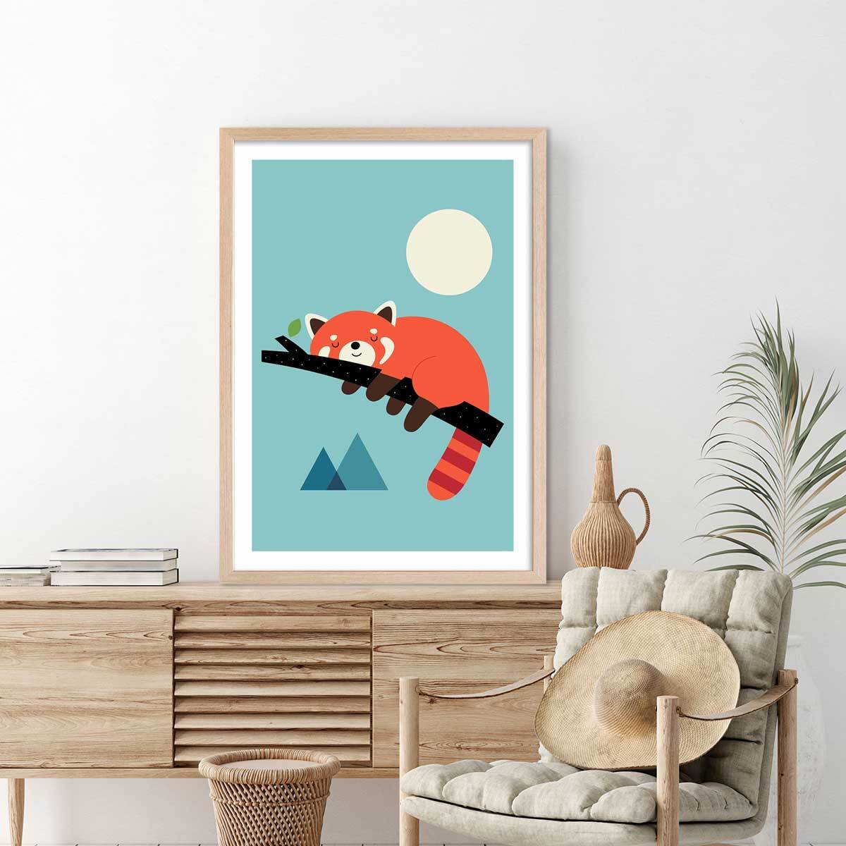 Affiche enfant c'est l'heure de la sieste Affiche + cadre en bois - Chêne