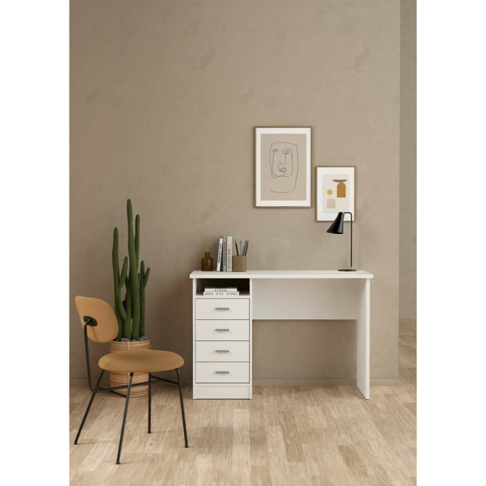 Scrivania Appollo, Scrittoio multiuso, Tavolo per ufficio porta PC, Piano di lavoro, 110x45 h76 cm, Bianco