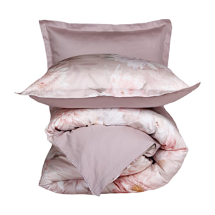 Parure housse de couette 240x220 cm et 2 taies d'oreiller 63x63cm satin de coton imprimé